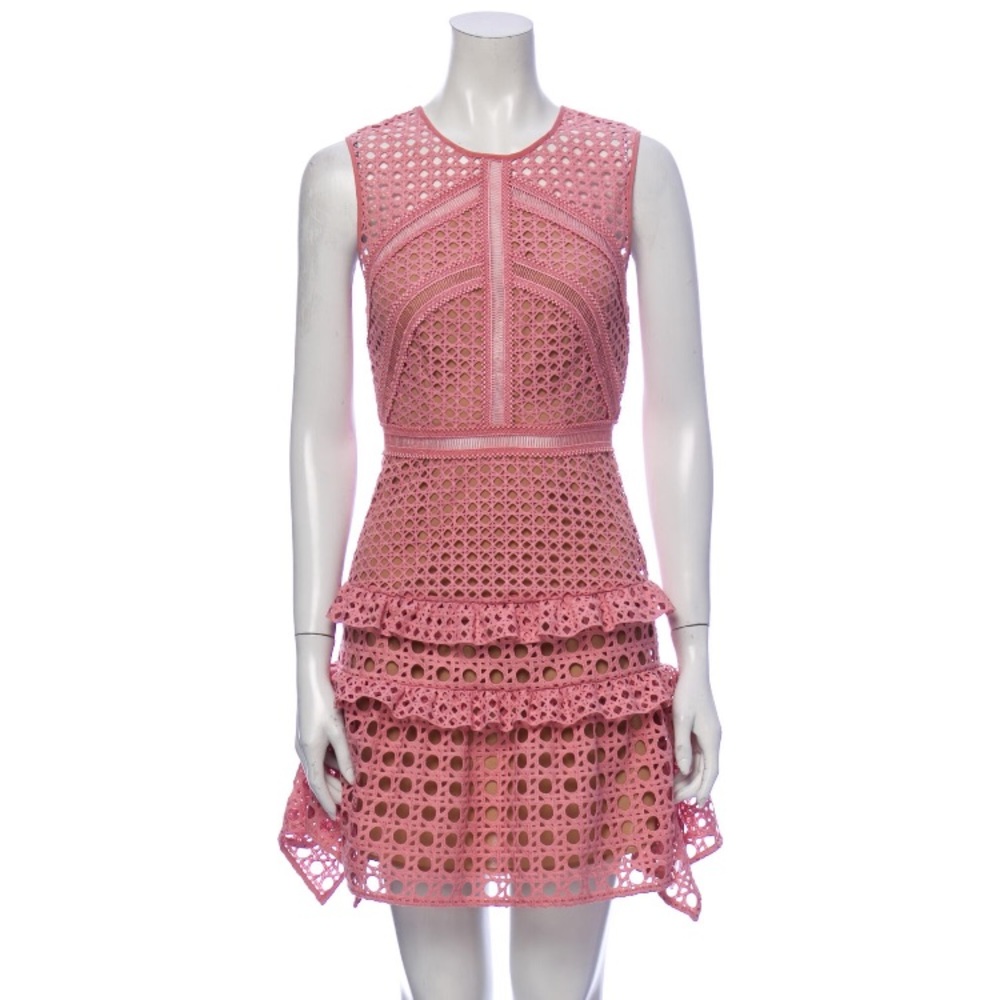 Self-Portrait Lace Pattern Mini Dress